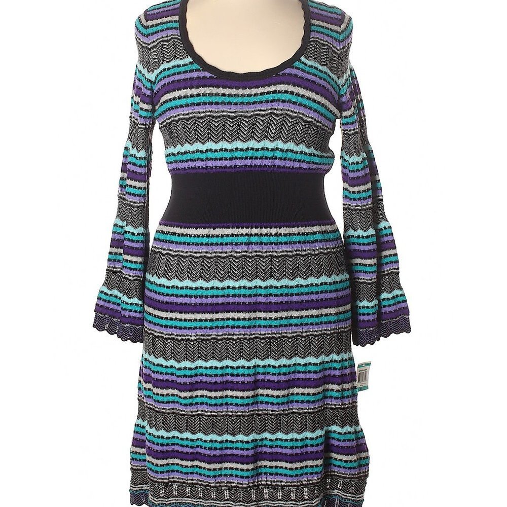 INC International Concepts purple turquoise striped knit dress